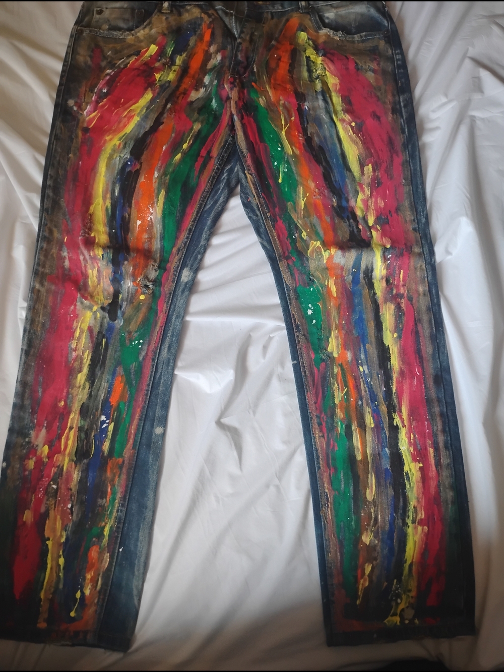 Hand-Painted Multicolor Men’s Jeans